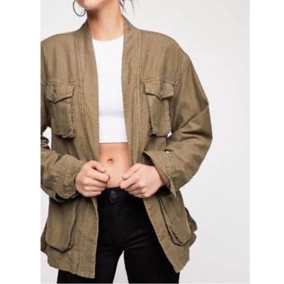 Free People | In Our Nature Cargo Jacket Belted Utility Army Green Boho XS - Picture 1 of 7